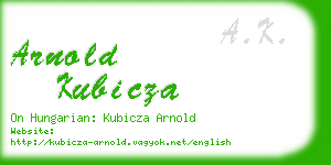 arnold kubicza business card